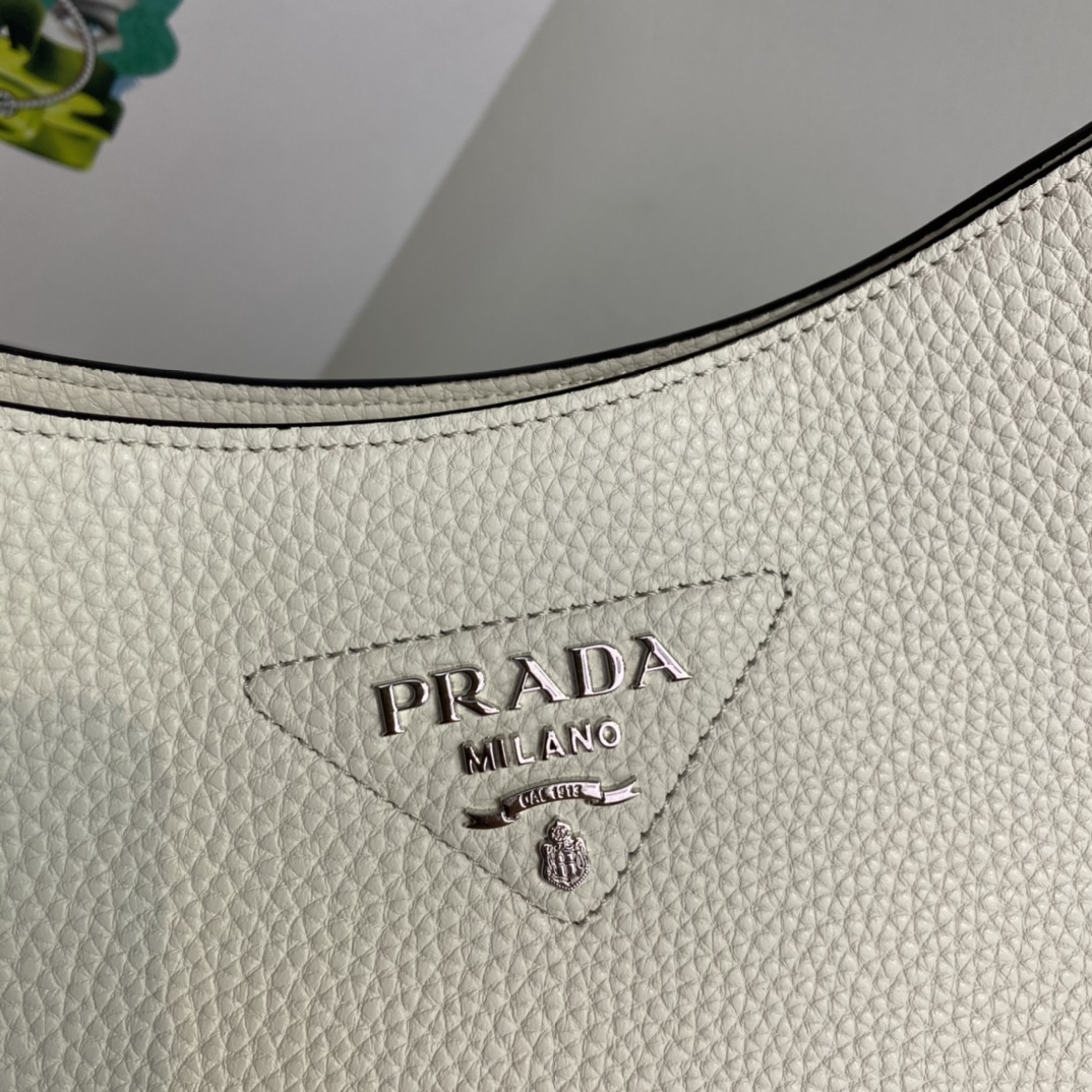 Prada Soft Leather Hobo Bag Shoulder Bag White 1BC073